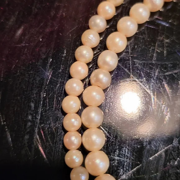 10kt White Gold Graduated Pearl Necklace 17" Vintage - Picture 10 of 14